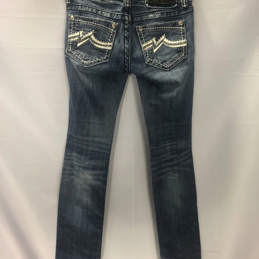 Miss Me Womens Blue Medium Wash Denim Skinny Jeans Size 24 pre-owned excellent